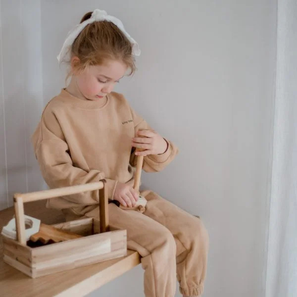 portable wooden kids tool set