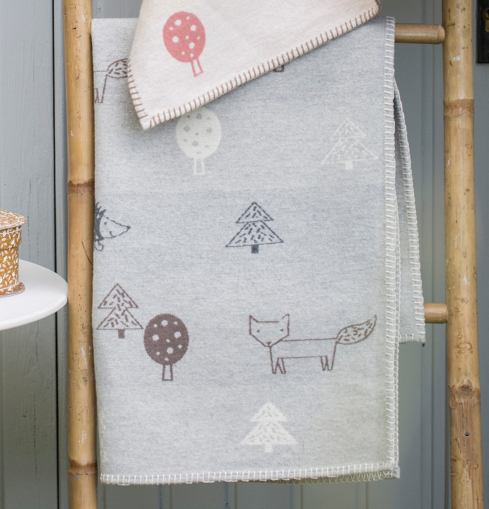David Fussenegger Grey Forest Animals Lena Bassinet Blanket