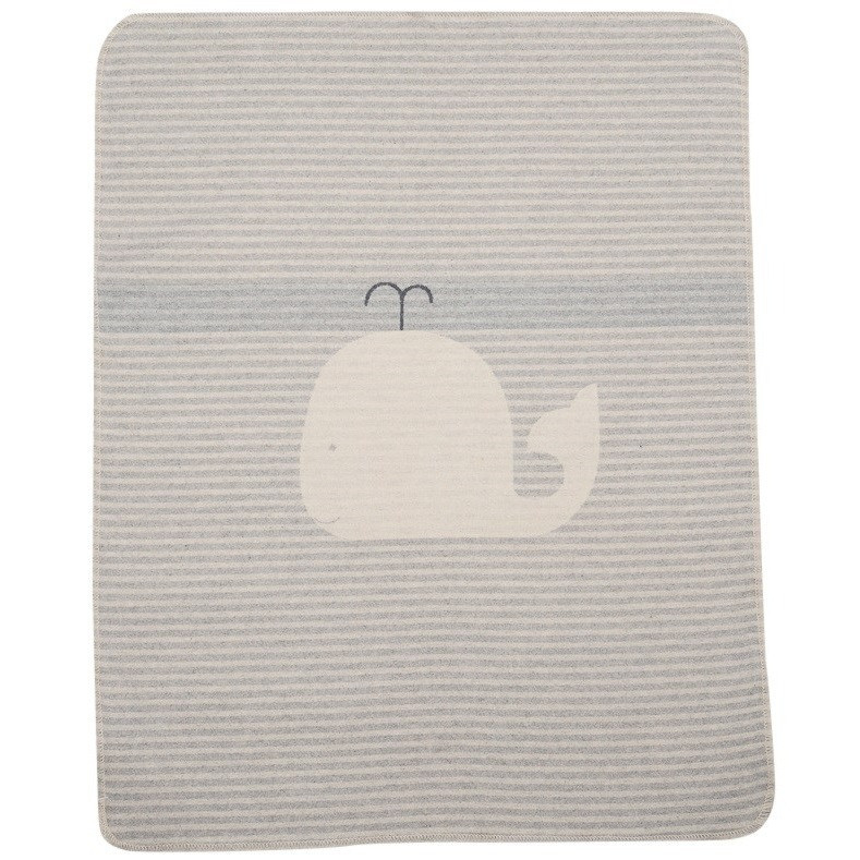 Grey Stripe Whale Jewel Bassinet Blanket