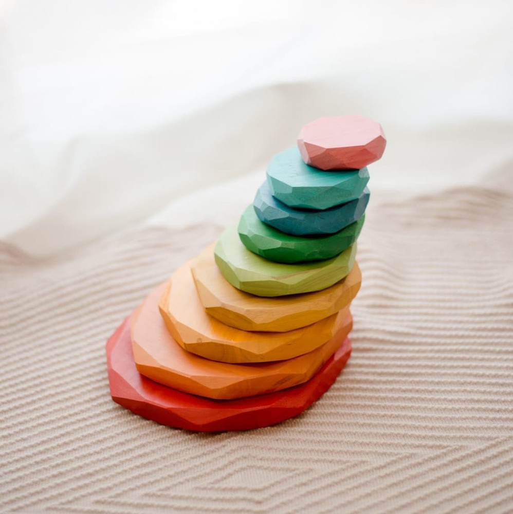 qtoys coloured stacking stones, stacked to the side
