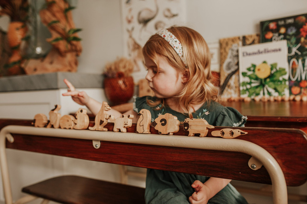 Qtoys Australian Natural Wooden Animal Set
