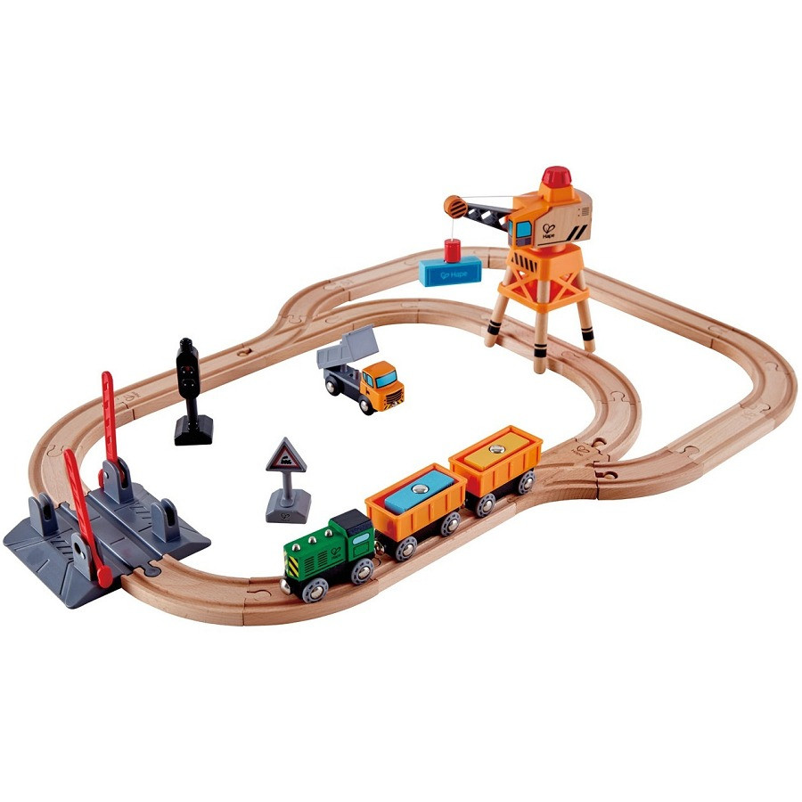 hape crossing and crain railway set