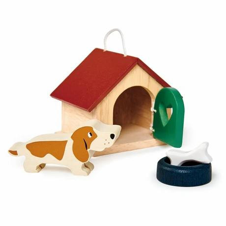 Tender Leaf Toys Wooden Pet Dogs Kennel Accessories for Dolls House