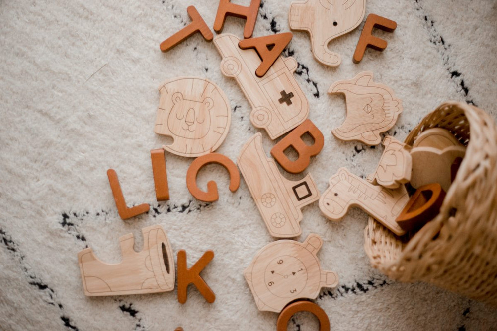 Qtoys Alphabet puzzle laid out from storage