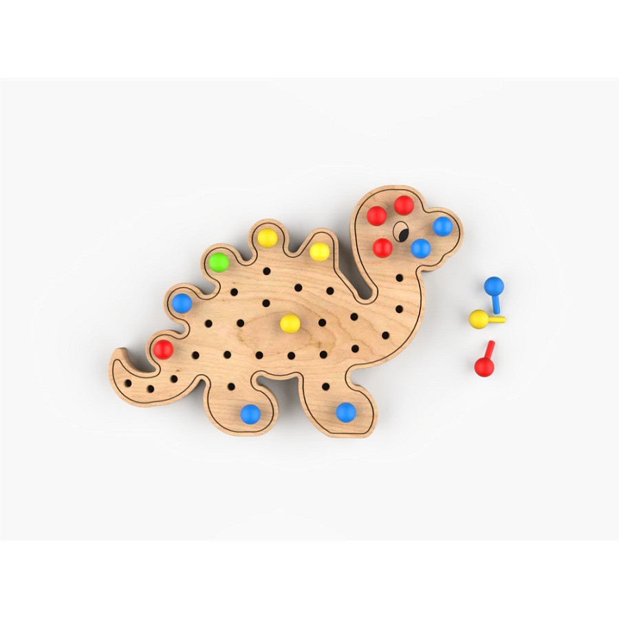 wooden dinosaur pegboard