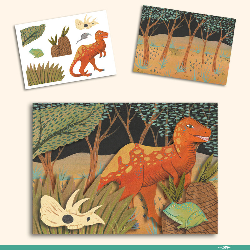 Djeco The World of Dinosaurs Multi Craft Box Kit 3D Picture Activity