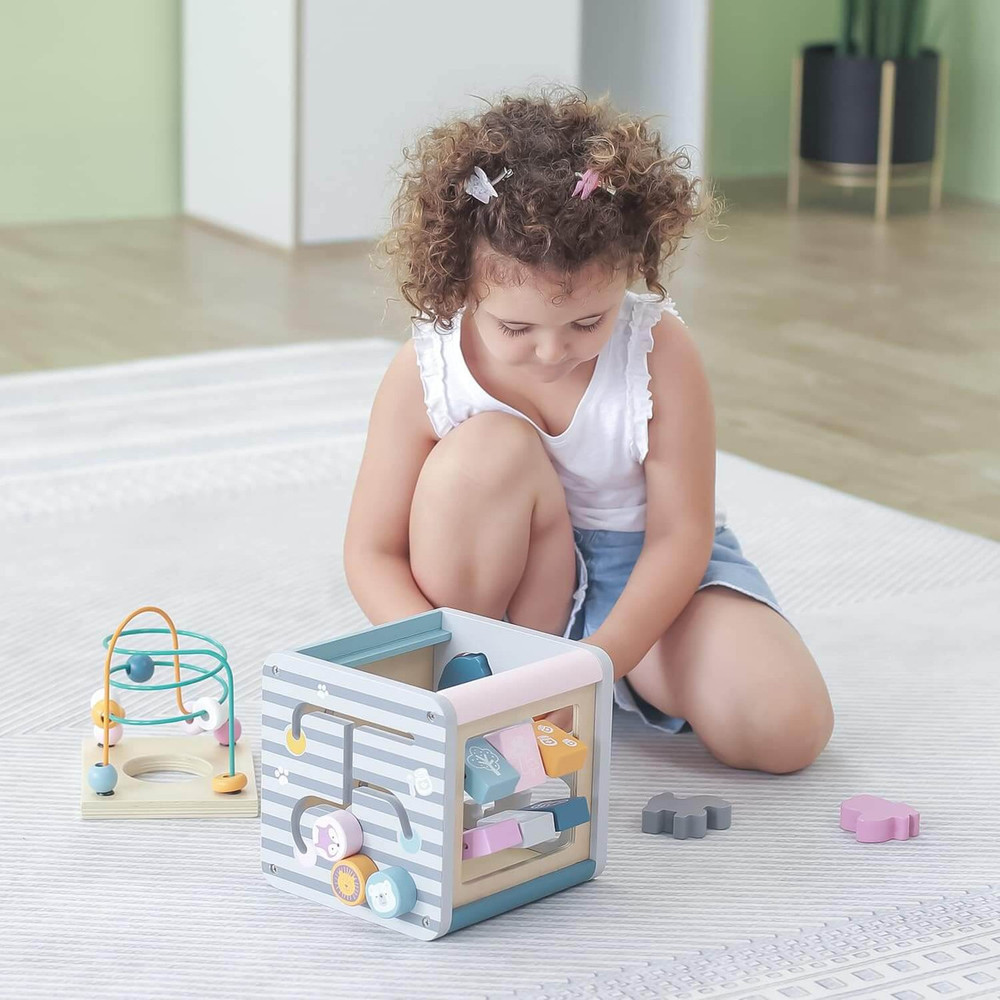 bead maze top detaches from activity cube toy