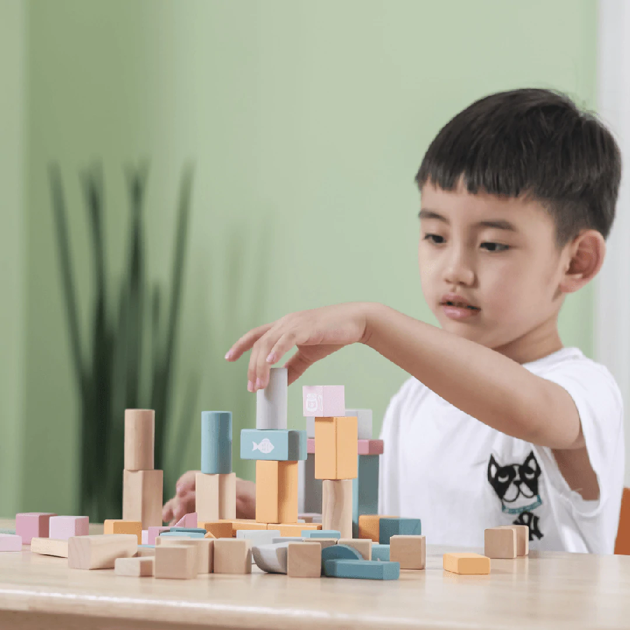 scandi kids play blocks