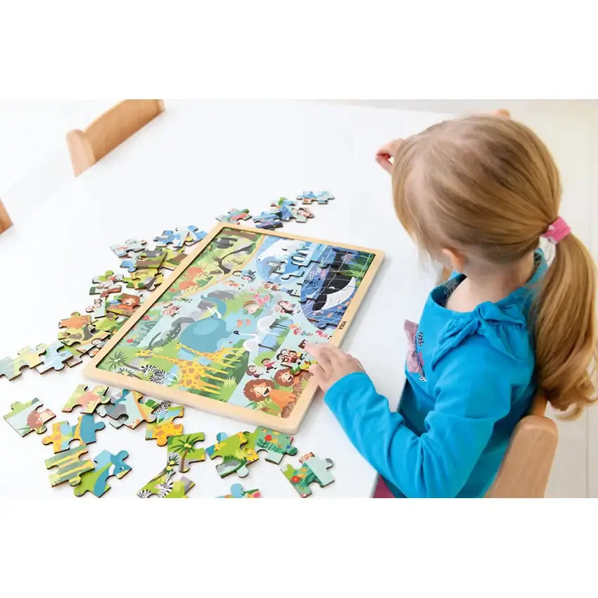 Viga Jigsaw Puzzle 48pc - Zoo with child