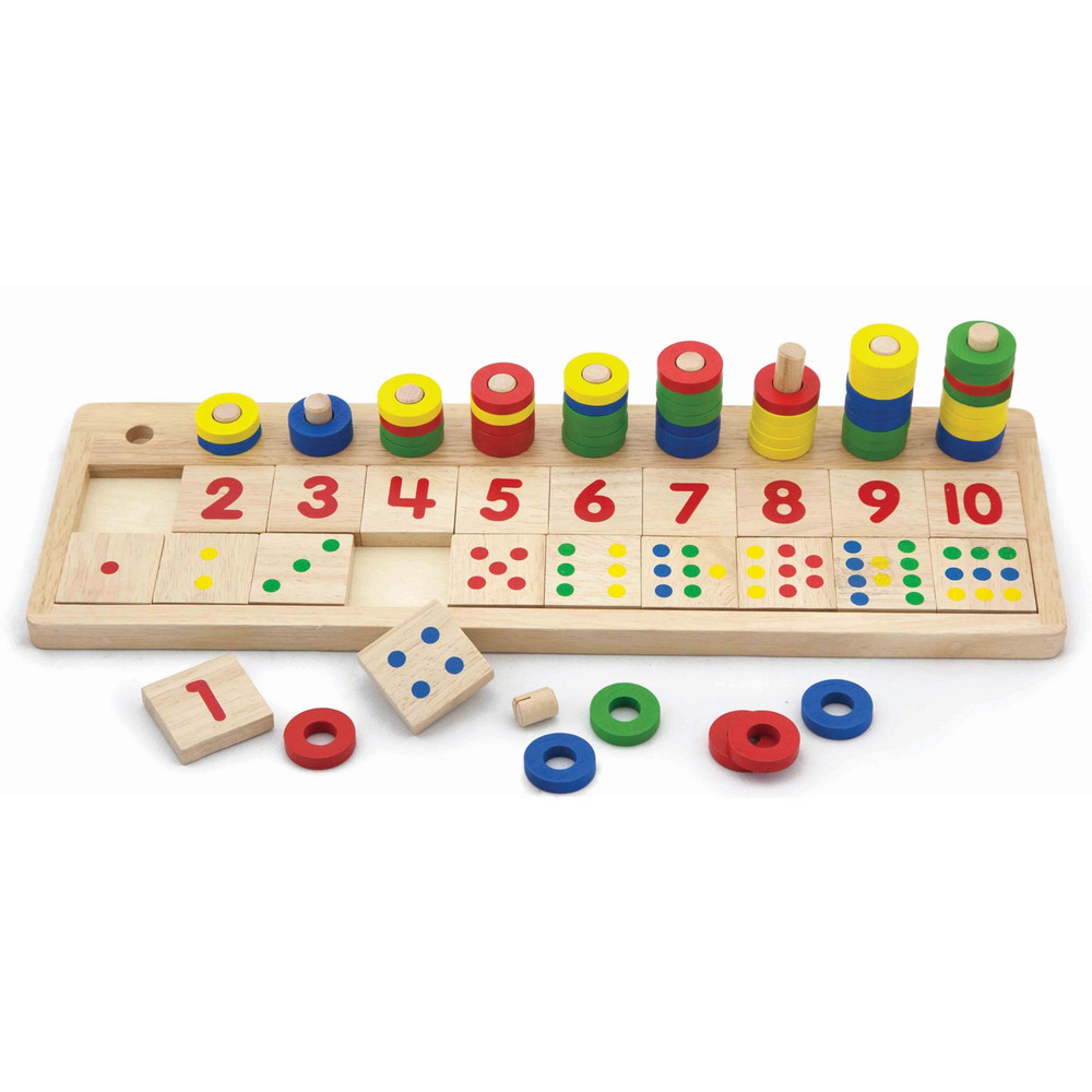 Viga Count and Match Numbers Montessori Puzzle Primary Colours