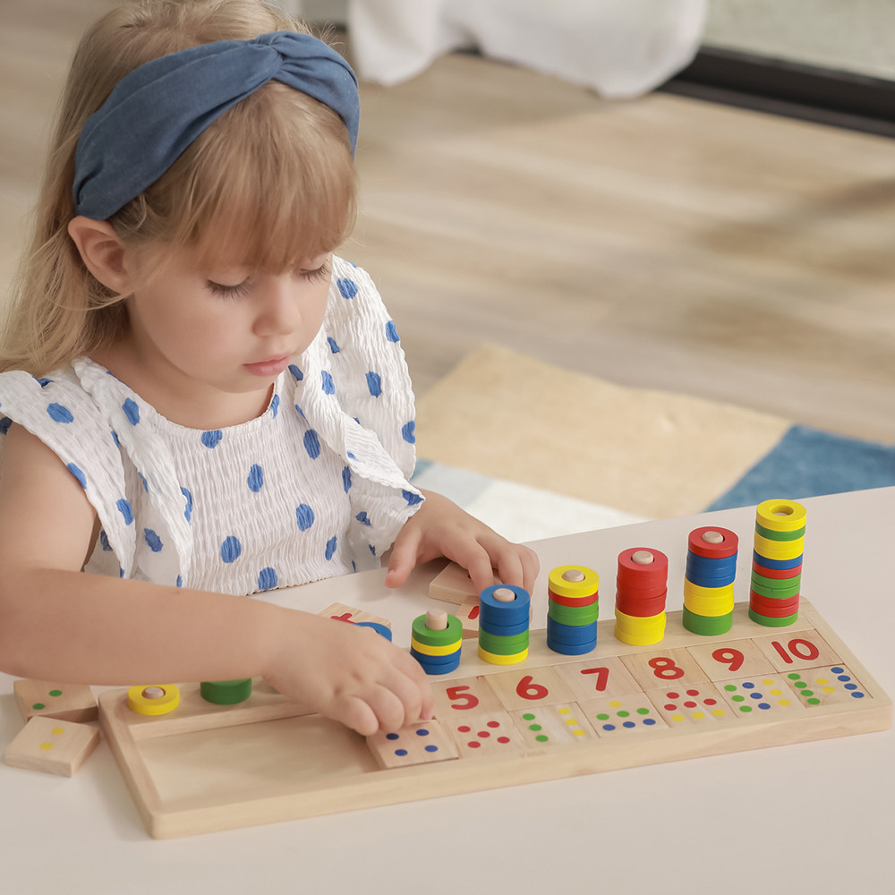 Viga Count and Match Numbers Montessori Puzzle with Girl