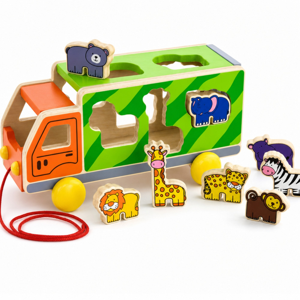 Viga Pull-Along Shape Sorter Animal Truck