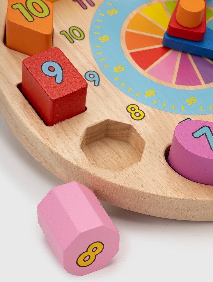 shapes in wooden clock puzzle