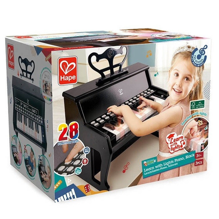 Hape Learn with Lights - Black Piano in Box
