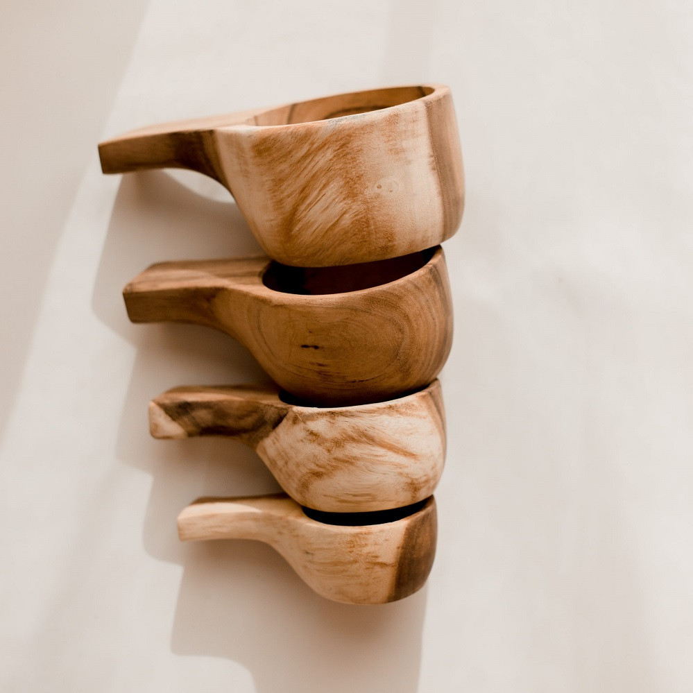 Qtoys Wooden Measuring Cups: 20cm, 18cm, 16cm, and 14cm