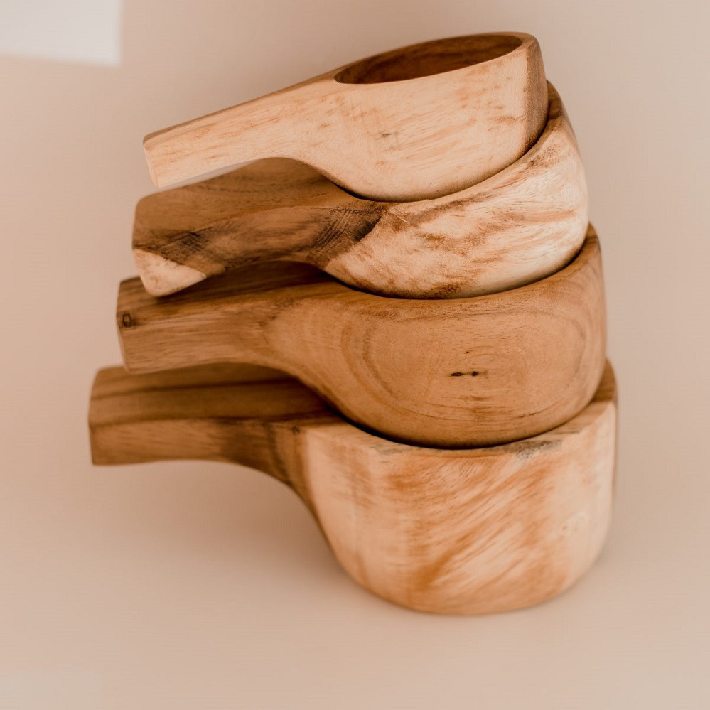Qtoys Wooden Measuring Cups: 20cm, 18cm, 16cm, and 14cm
