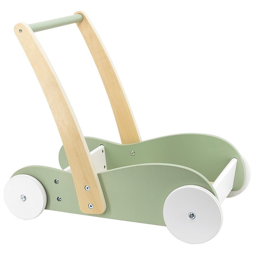 This gorgeous PolarB Mini Mover Baby Walker has a cool mint tone that goes along with the smooth curves of its unique form.
