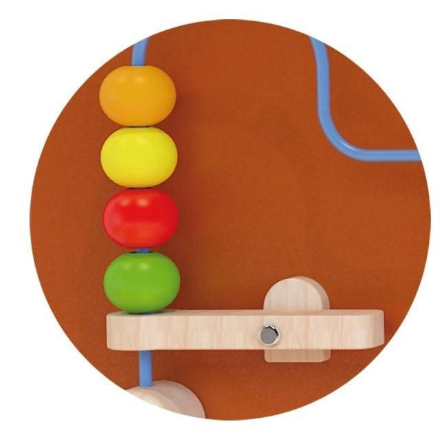 Featuring a simple wire bead maze and a set of gears, this toy is ideal in any playroom, daycare, or classroom.