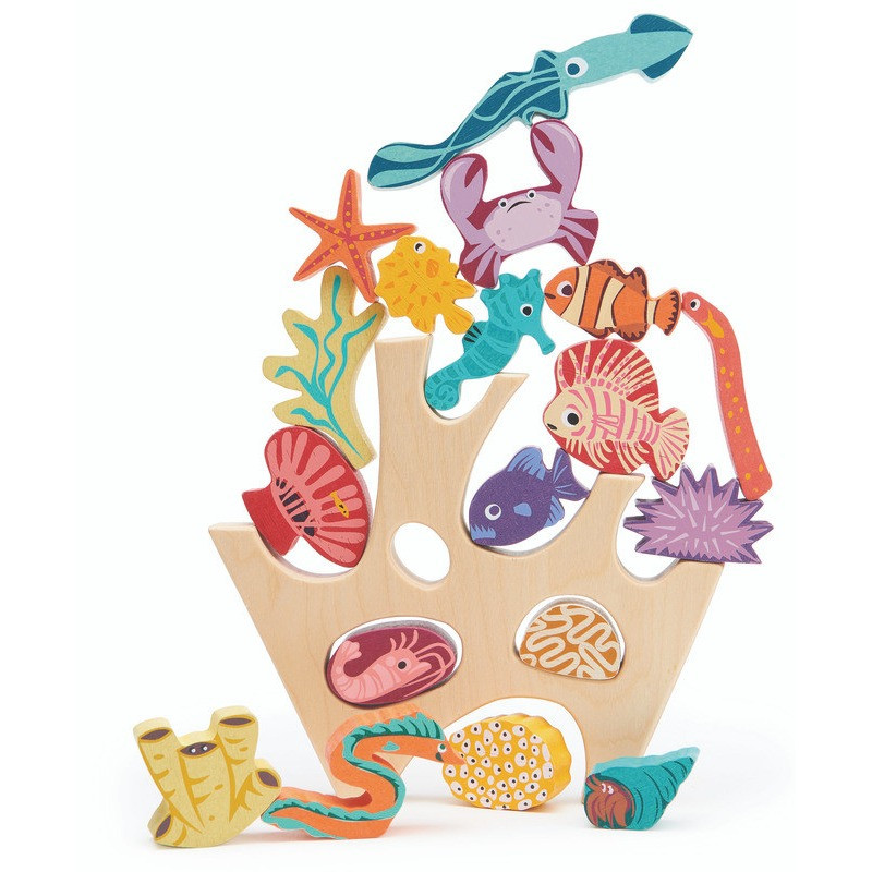 wooden sea animal stacking toy