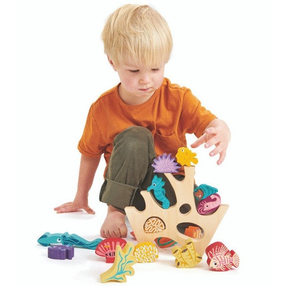 wooden stacking coral play set
