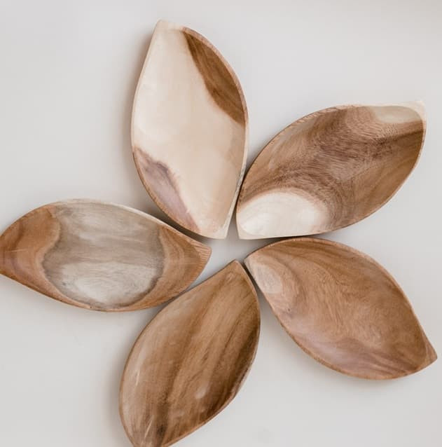wooden leaf flower tray
