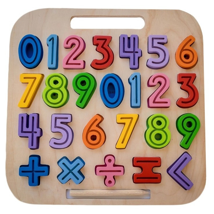 wooden number puzzle and tracing board