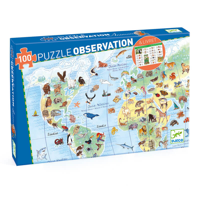 Djeco World Animals 100pc Observation Puzzle Box