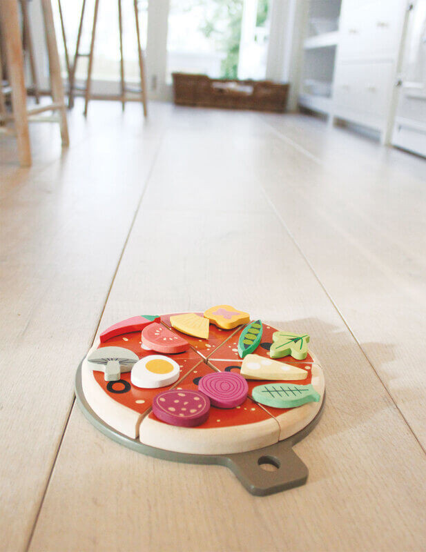 Tender Leaf Pizza Party on the floor