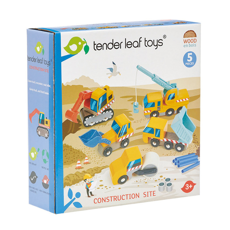 Tender Leaf Wooden Construction Car Set box detail