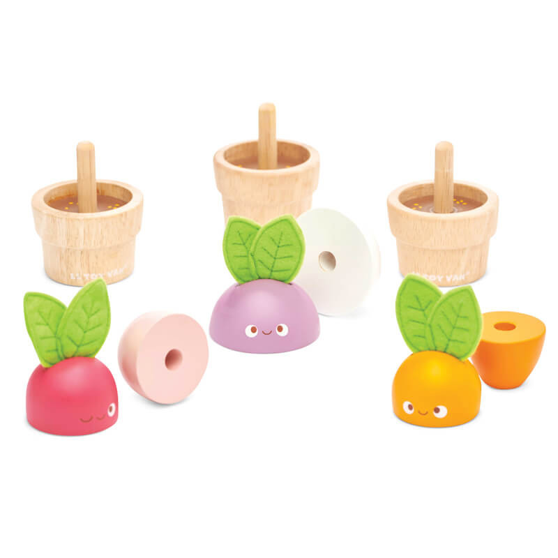 Le Toy Van Petilou Stacking Veggies can be mixed and matched