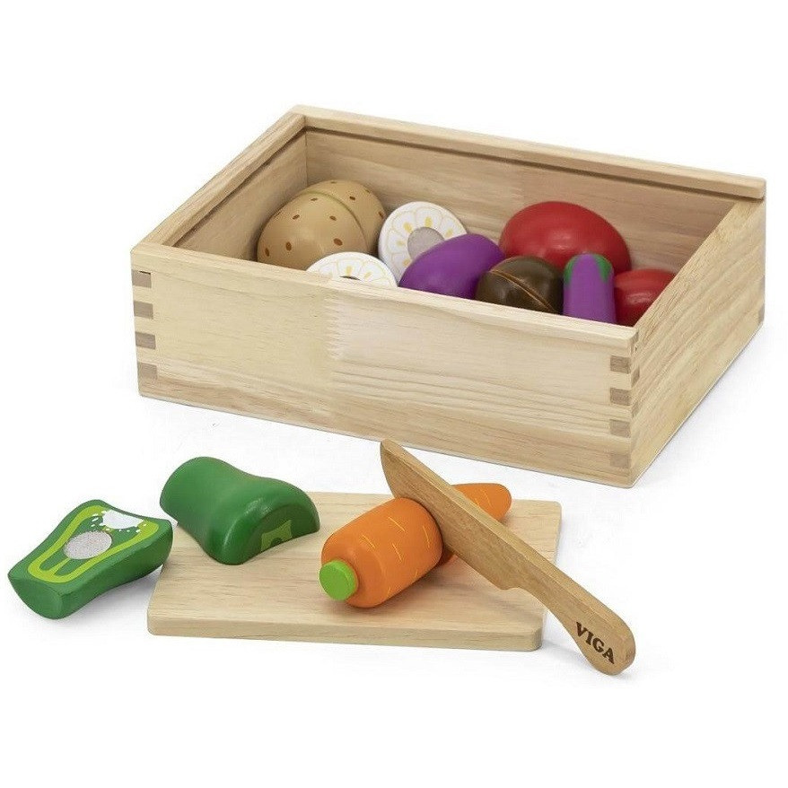 Viga Cutting Vegetable Playset in crate