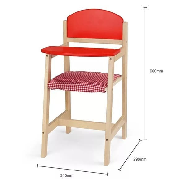viga doll high chair red size