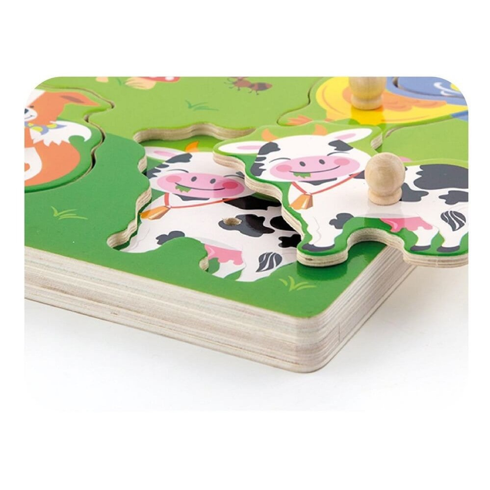Viga Sound Puzzle - Farm Animals makes sounds when the piece goes into its slot