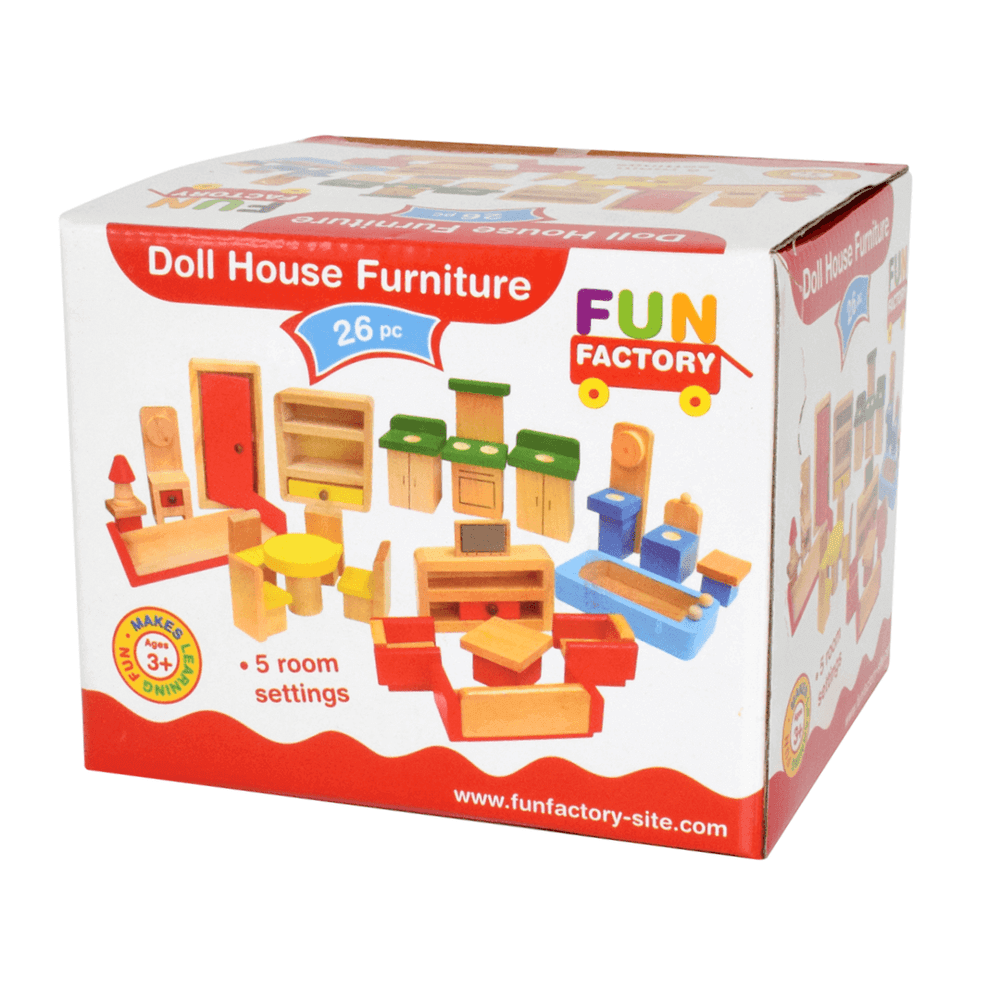 Fun Factory Wooden Doll House Furniture box packaging