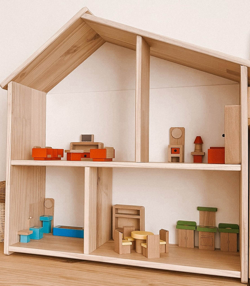 fun factory wooden doll furniture displayed
