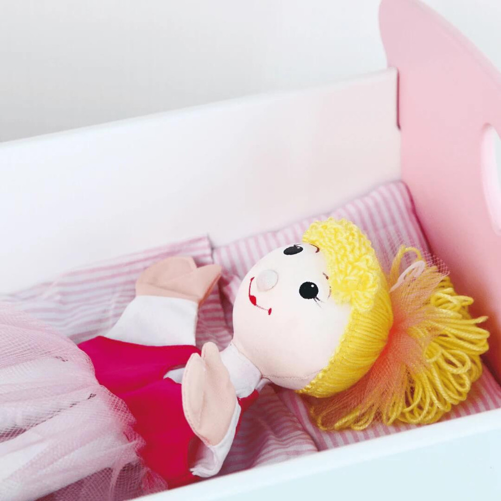 Fun Factory Wooden Doll Cradle Pink fits dolls up to 20 in big
