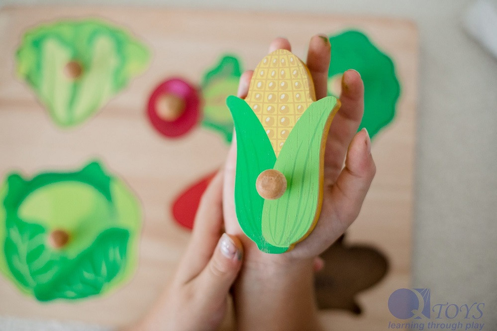 Vegetable Knob Puzzle - each piece is beautifully coloured and shaped