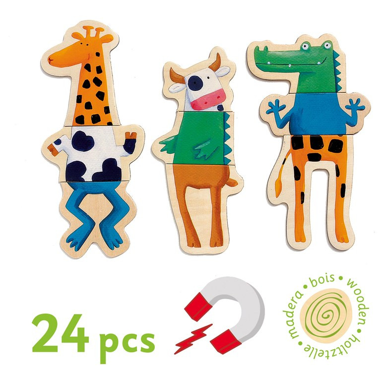 Djeco Wooden Magnetic Crazy Animals Set - image 3