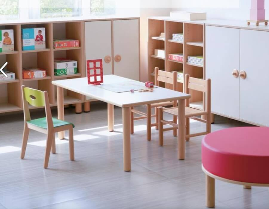 green montessori chair in classroom