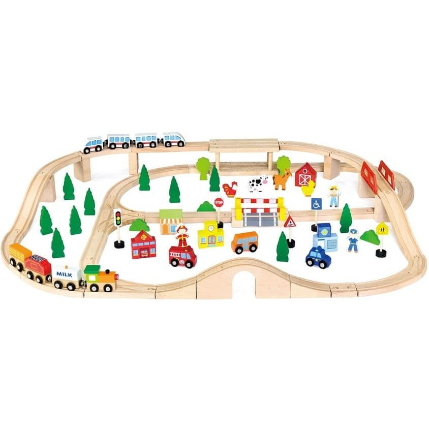 viga wooden train set 90 pieces