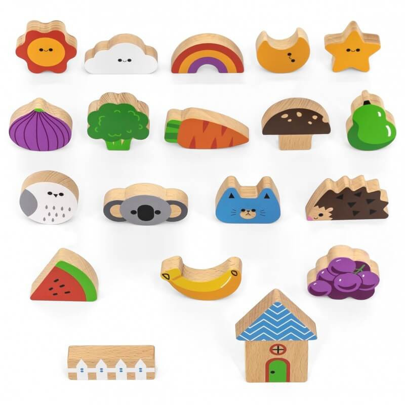 wooden touch and find pieces