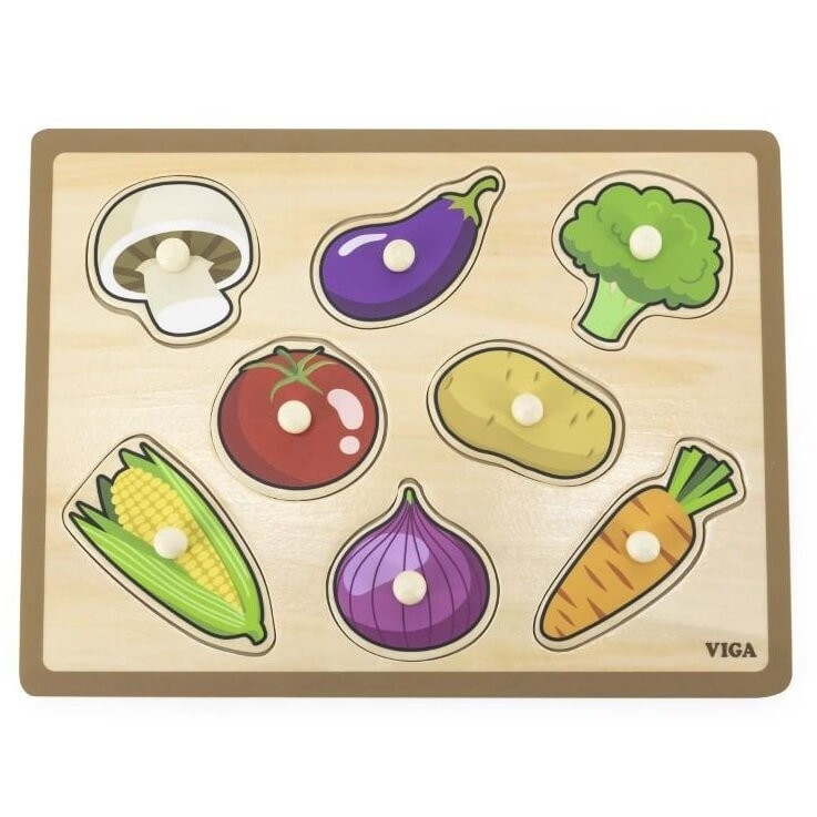 Viga Wooden Knob Puzzle - Vegetables
