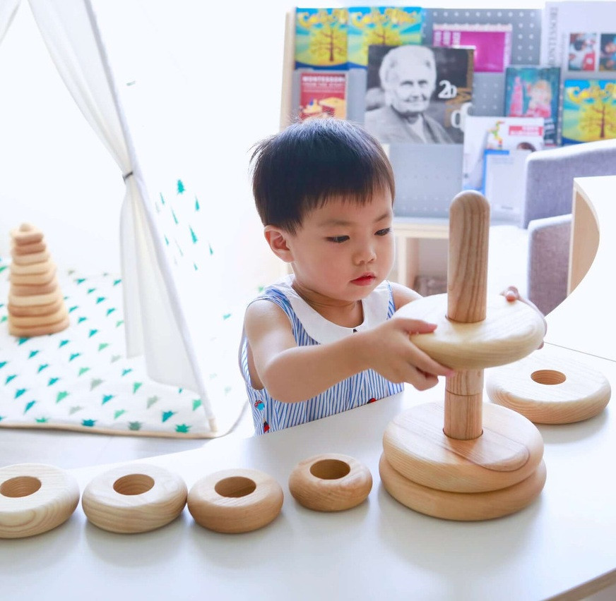 large stacking early learning natural wooden toy