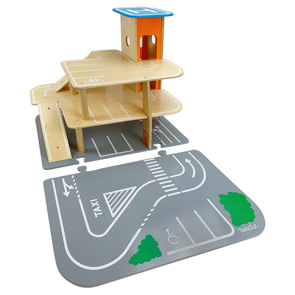 Beleduc Large Wooden Car Park & Garage Set - image 6