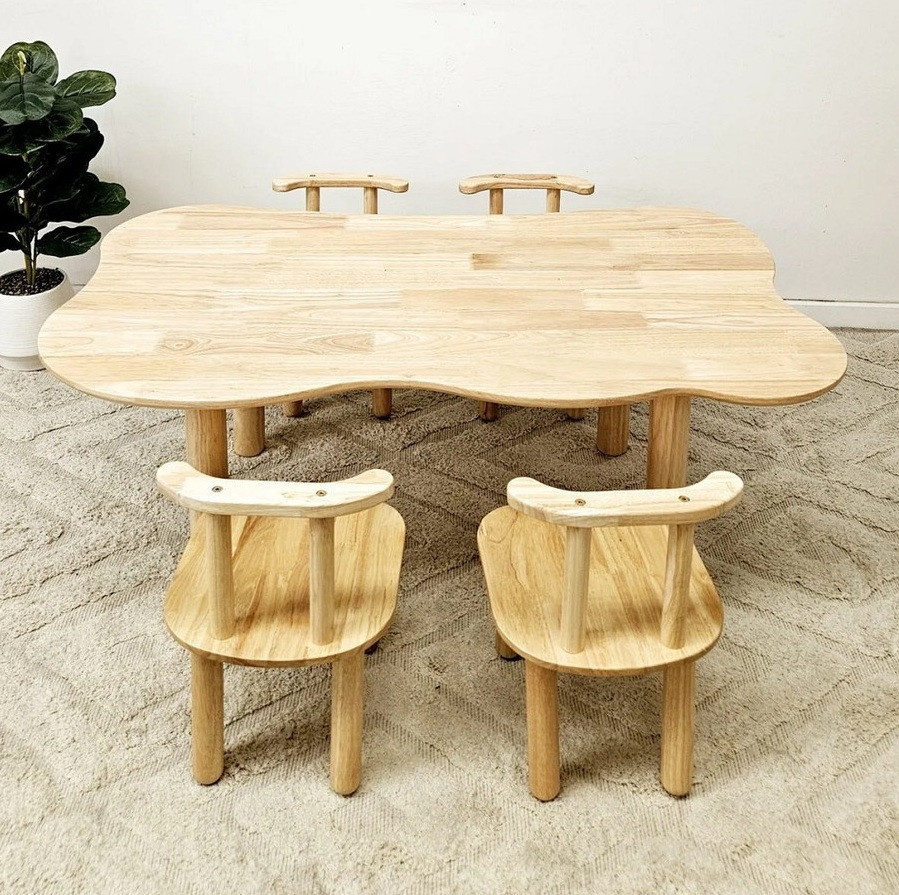 qtoys wooden kids cloud table and chairs