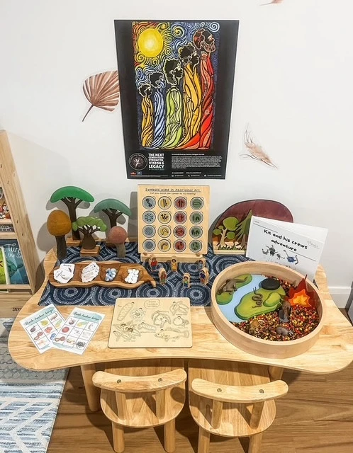 qtoys cloud table with invitation to play set up