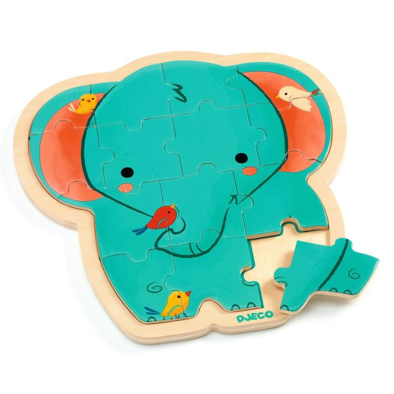 Djeco Elephant 14pc Puzzlo Wooden Puzzle