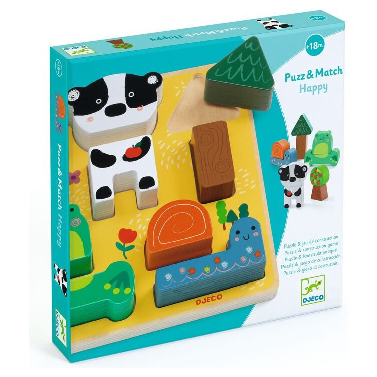 Djeco Happy Puzz & Match Wooden Puzzle - image 5