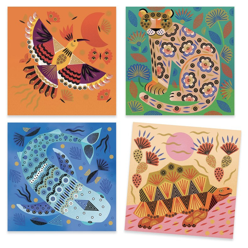 Djeco Stamp Set - Patterns and Animals Clear Stamps - Ages 7+ - image 2