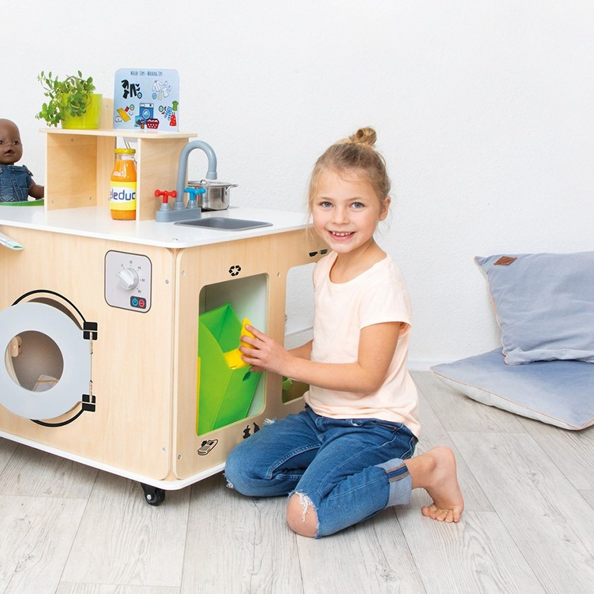 Beleduc All in One Home Corner Play Centre - recycling bin
